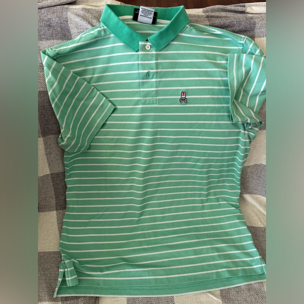 NWOT•PSYCHO BUNNY MENS POLO • SIZE 7 / L/XL (Slim Fit)